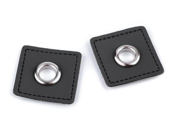 Ösen-Patches  Breite 30 mm ,Höhe 30 mm , Ø 8 mm, Grau Nickel glänzend